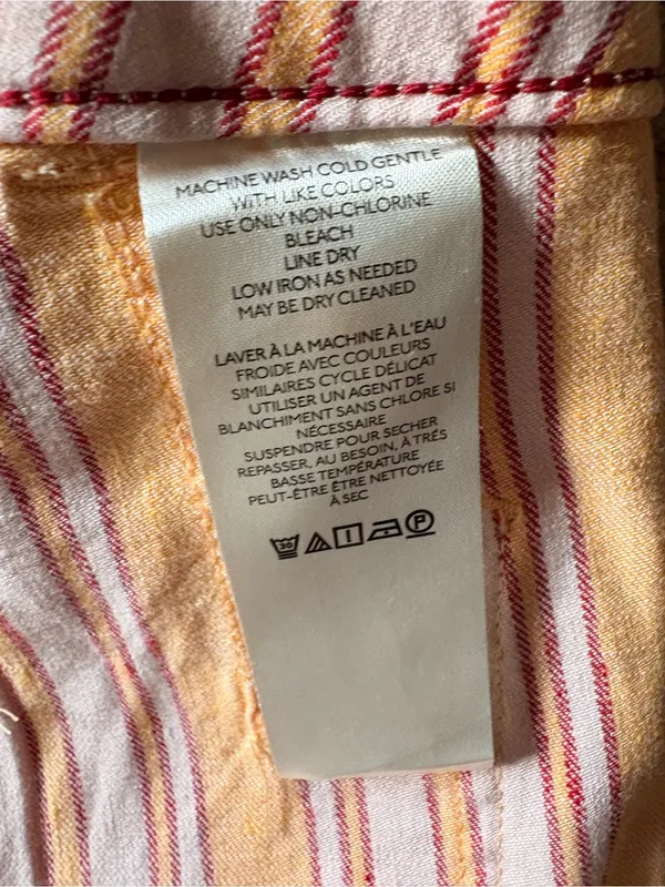 Anthropologie Colette Linen Pants Crop Wide Leg Orange Stripes Maeve Size 27 - Image 5