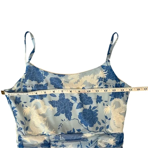 Missguided Blue Dragon‎ Floral Ruched Bodycon Mini Dress Y2K Size 2 Going Out - Image 7