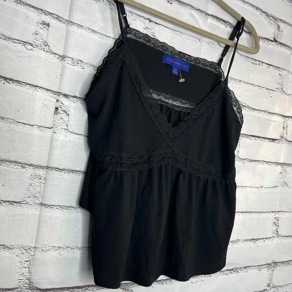 Aeropostale Black Crop Top Camisole Spaghetti Straps Lace SZ XL Flowy V-Neck - Image 3