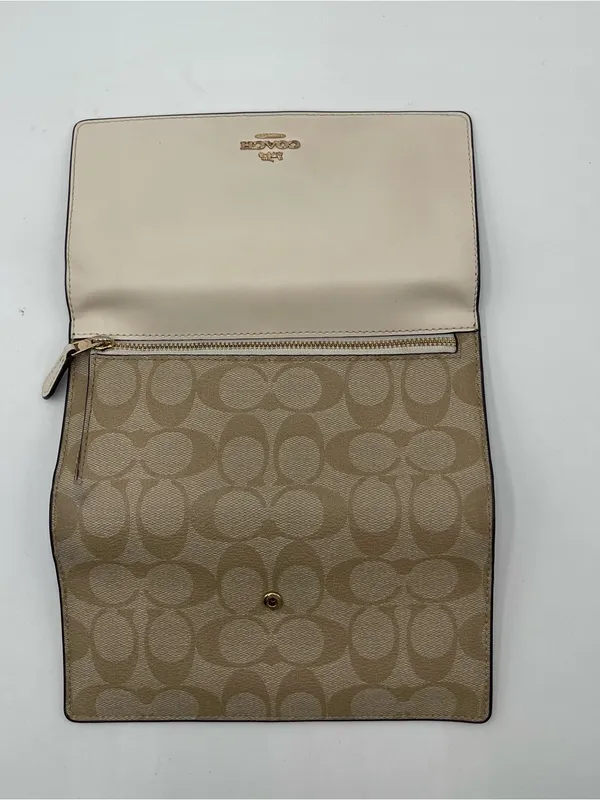Coach Slim Trifold Wallet In Signature Canvas EUC Logo Designer - Image 8