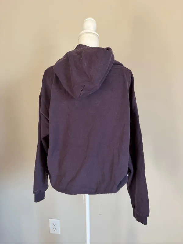 NWOT Garage Ultrafleece oversized Hoodie in plum with Chenille logo size s/m - Image 8