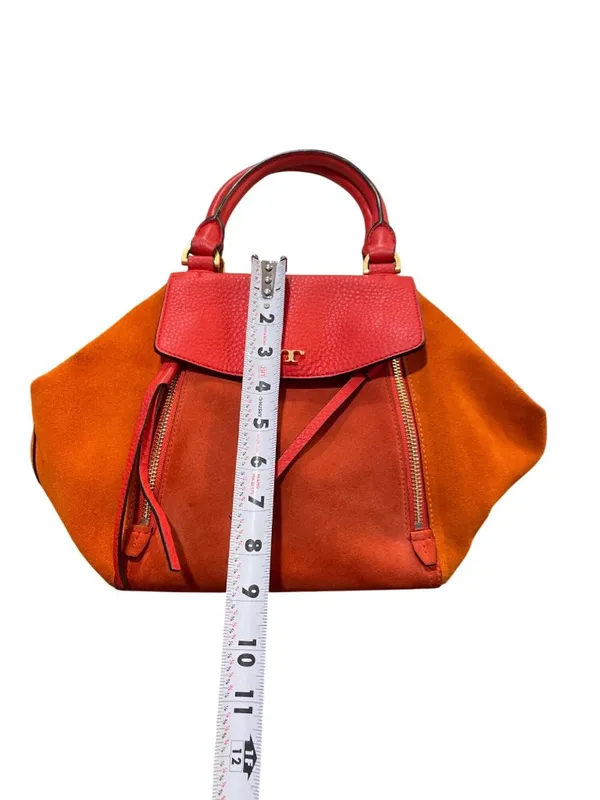Tory Burch wms red orange suede leather tassled crossbody handbag SKU 10-229 - Image 7