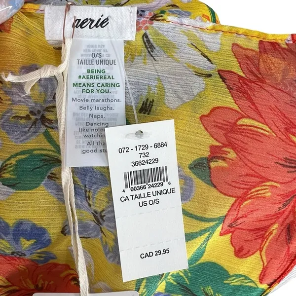 aerie Wrap Scarf Bright Floral Print Sheer NWT - Image 3