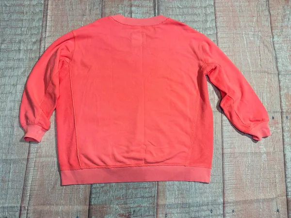 Aerie V-Neck Oversized Textured Sweatshirt Neon Pink M NWOT - Image 2