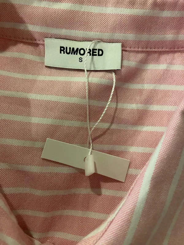 NWT Rumored Pink White Stripes Button Down Long Sleeve Cotton Shirt Size Small - Image 3