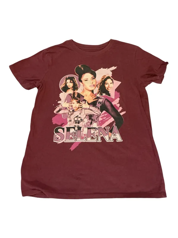 Selena Gomez Selena Quintanilla Graphic Concert Tribute Tee - Maroon/Pink - Size M - Image 2