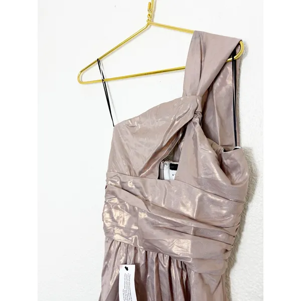 NWT TOPSHOP One Shoulder Cocktail Metallic Foil Mini Dress Gold Pink Size 2 - Image 8