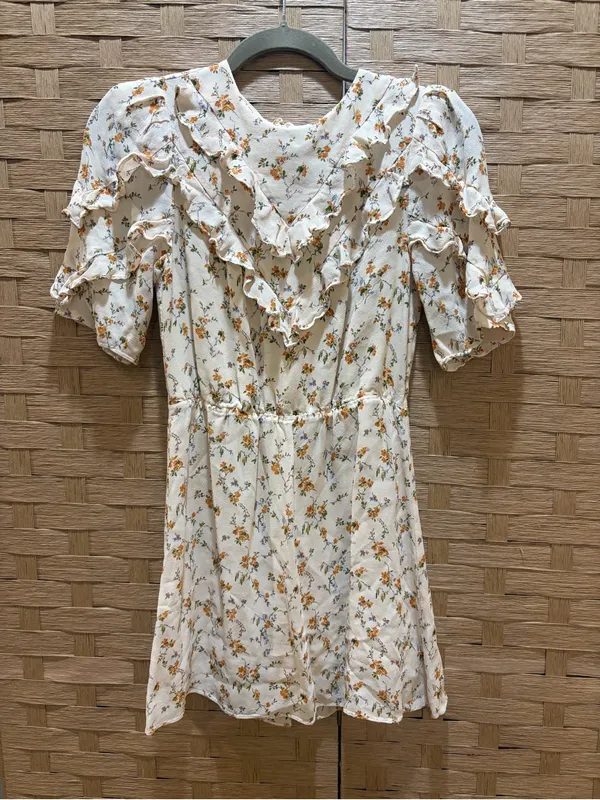 Reformation Floral Ruffle Mini Dress Cottagecore Boho Romantic Vintage Style 2 - Image 2