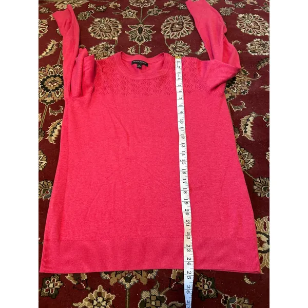 Banana Republic‎ Womens Pink Crew Neck Sweater Eyelet Knit Medium - Image 5