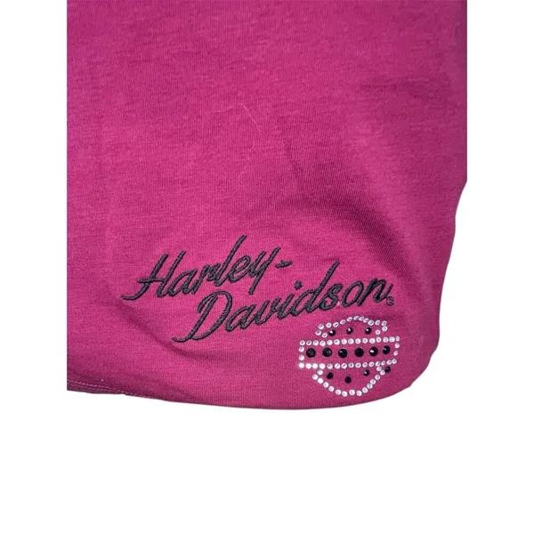 Harley Davidson Maroon Camisole With Embroidered Logo And Rhinestones - Image 3