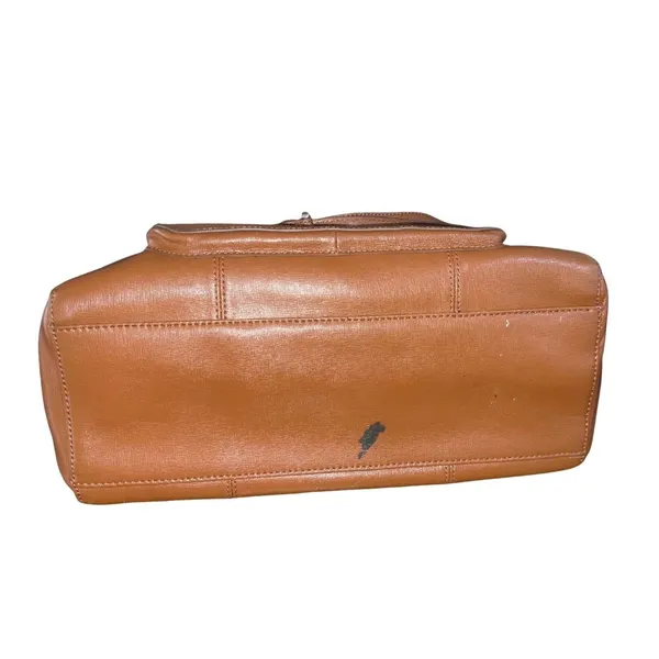 Tommy Hilfiger Brown Leather Large Tote Handbag Purse Classy Satchel Stylish - Image 4