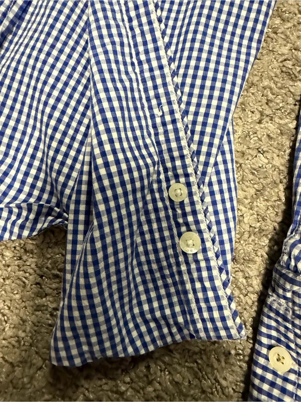 American Eagle Outfitters Blue Gingham Button-Down Shirt - Image 4