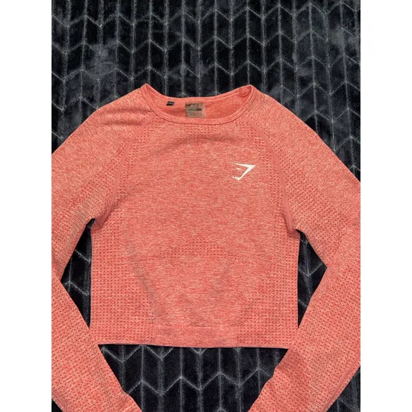 Gymshark Vital Seamless Orange Long Sleeve Crop Top Size XSmall - Image 2