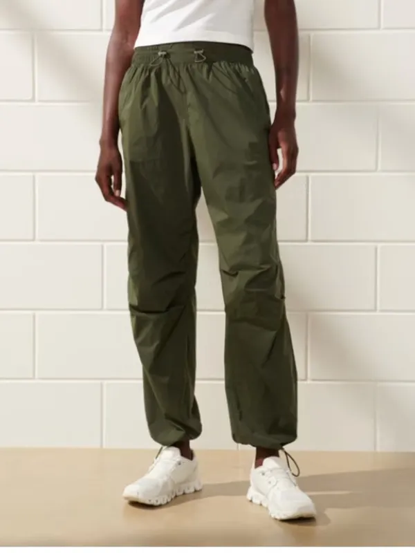YPB Your Personal Best Crinkle Nylon Parachute Jogger in Desert Olive Green M - Image 2