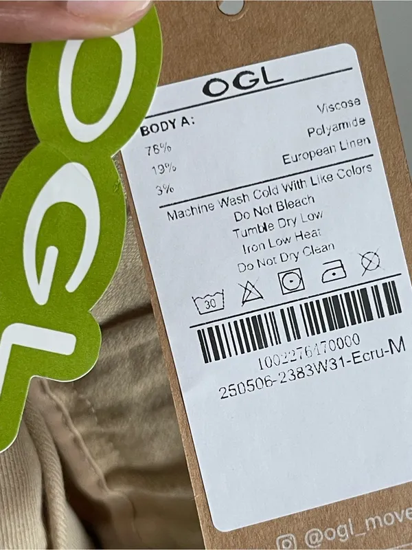 OGL Tan European Linen Blend Mid Rise Flared Pant with Pockets Sz M - Image 11