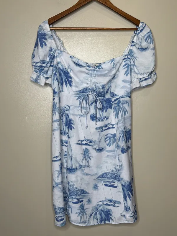 Show Me Your MuMu Della Mini Dress- Sail Away Toile Tropical Print - Image 6