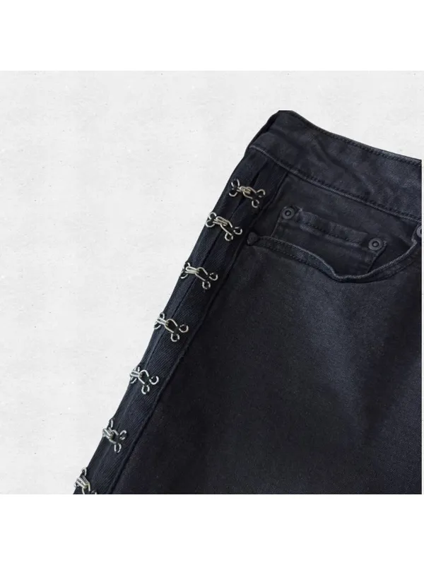 Faded Black Silver Hook Midrise Skinny Jeans Blackheart 13 10 Edgy Punk Goth Alt - Image 6