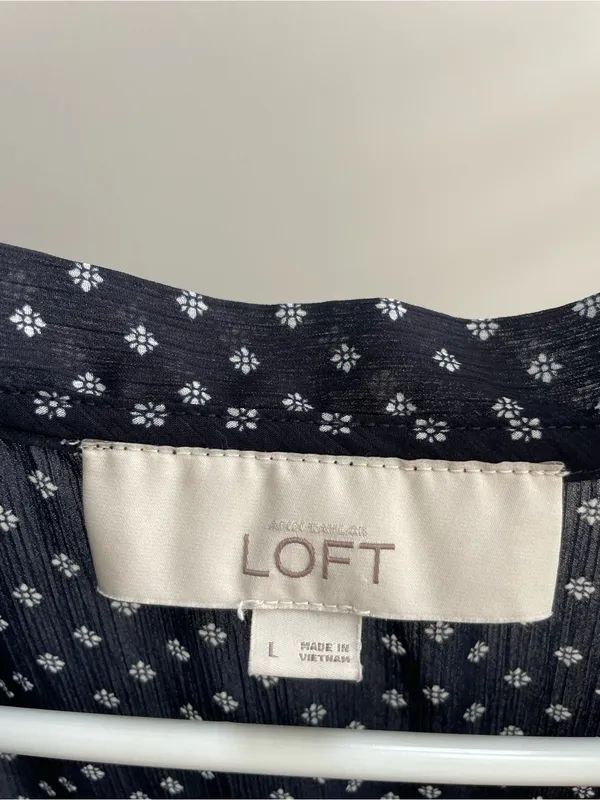 LOFT Navy Ditsy Print Sleeveless Tie-Front Top - Image 2