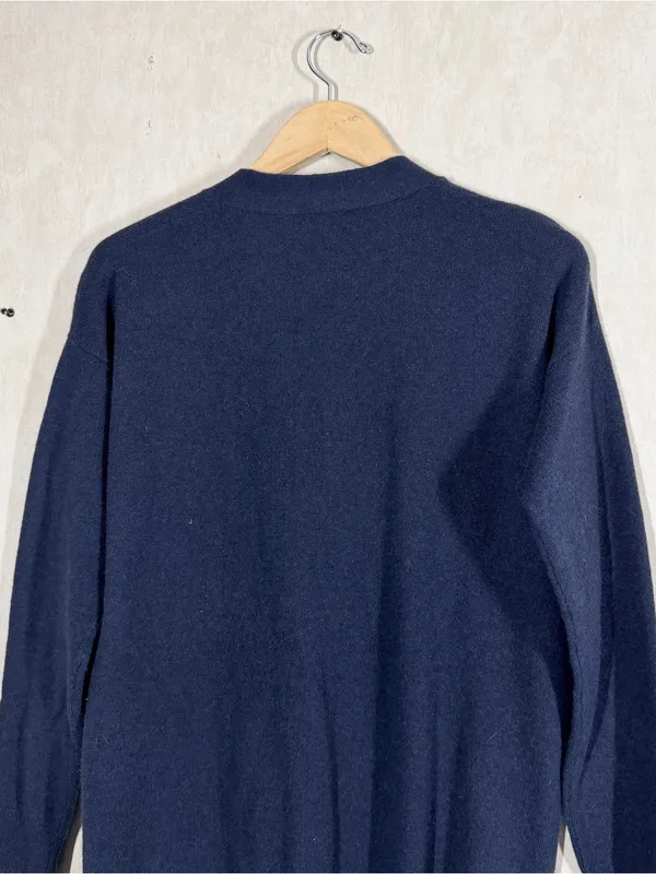 Ann Taylor Women’s 100% Cashmere Knit Cardigan Sweater V-Neck in Navy M - Image 5