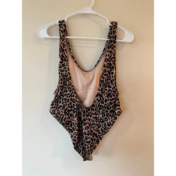 Victoria Secret NWT Swimsuit Womens Large Black Leopard Plunge Neck Boho Beach - Image 2