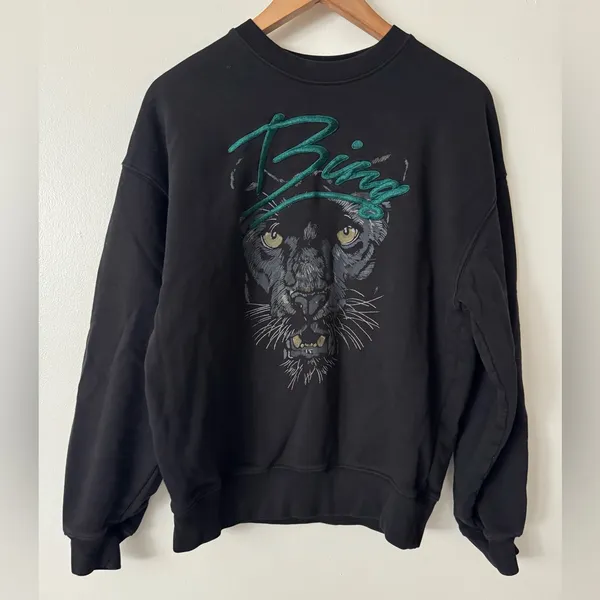 Anine Bing XS Kenny Sweatshirt Panther in Vintage Black - Image 5