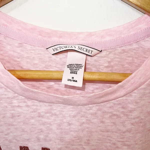 Victorias Secret “angel vs” light pink space dye glitter short sleeve t-shirt - Image 4