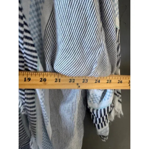 Natural Reflections Blue Striped‎ Frayed Kimono Wrap L/XL Coastal Cardigan - Image 7