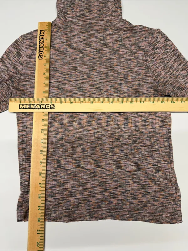 Madewell Top Turtleneck Ribbed Knit‎ Cropped Mauve Space Dye Long Sleeve Large - Image 5