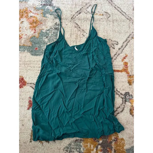 Unbranded Teal V-Neck Spaghetti Strap Mini Camisole Dress Medium - Image 2