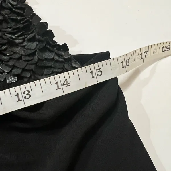 Yigal Azrouel Black One Shoulder Asymmetric Draped Cocktail Dress Petal Trim - Image 6