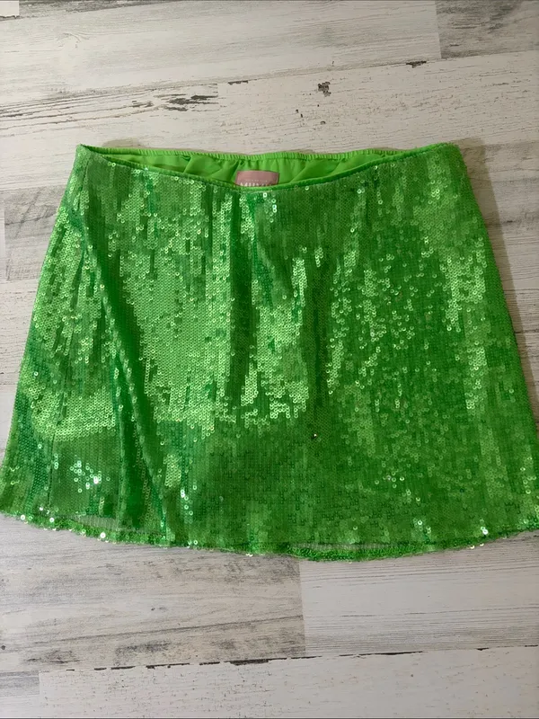 Show Me Your MuMu All Night Skort in Green Sequins Size XL - Image 2