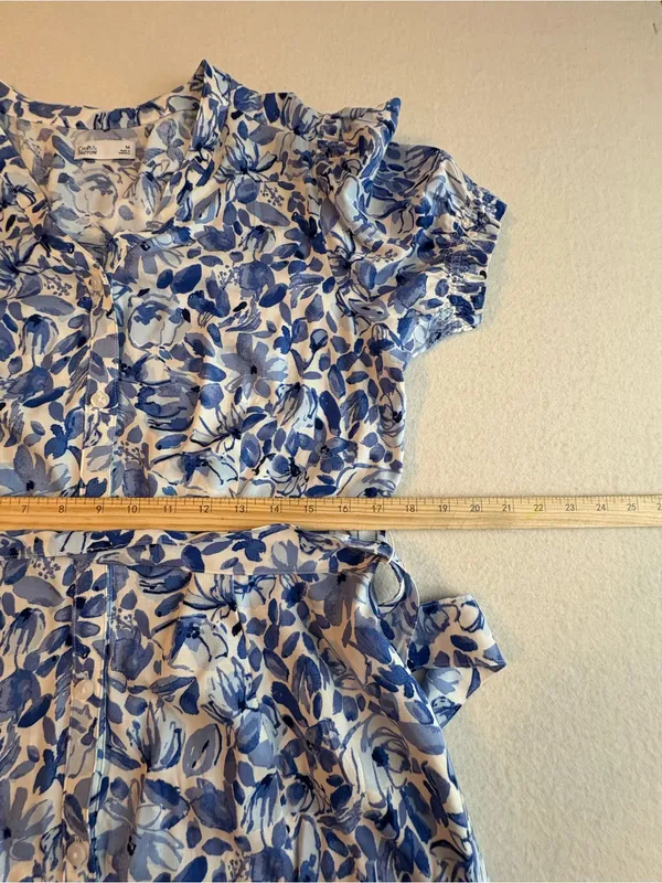 croft & barrow Blue and White Floral Midi Dress with Tie Waist - Image 10
