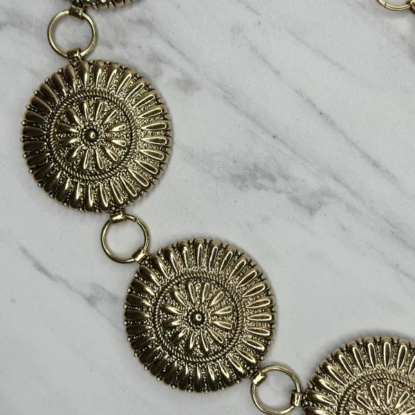 Flower Concho Sunburst Gold Chain Belt OS ✨ - Image 6