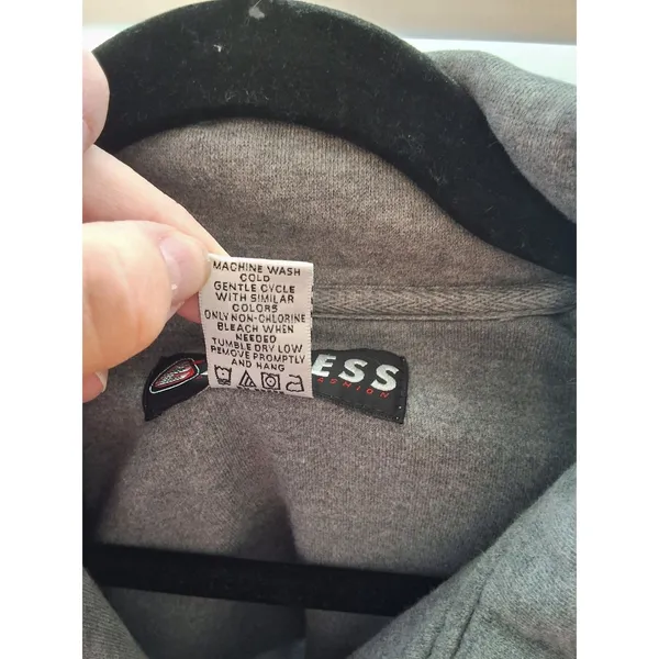 Vintage Express World Brand Quarter Zip Pullover Sweatshirt Gray Flags Size M - Image 9