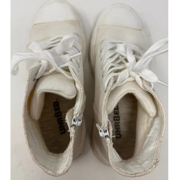 Unr8ed Women's White High Top Zip Up Sneakers Size‎ 8 - Image 5