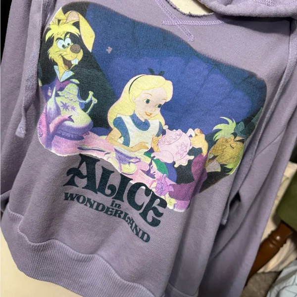 Disney Light Purple Alice in Wonderland Cropped Hoodie - Image 2