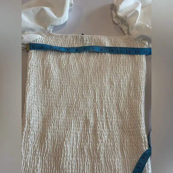 PRETTYLITTLETHING White Bodycon Ruched Dress with Balloon Sleeves‎ NWOT Size 6 - Image 6
