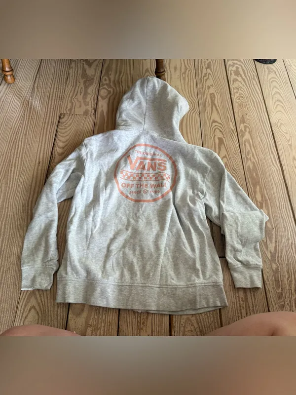 Vans Light Grey Full-Zip Hoodie Size S - Image 2