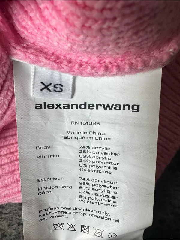 Alexander Wang Debossed Stacked Logo Cropped Sweater Pink, Size XS - Image 5