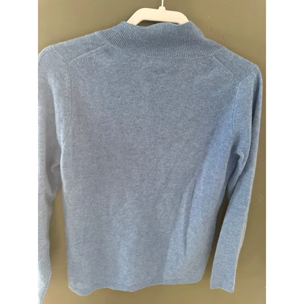 Saffron Womens 100% Cashmere V-Neck Sweater Light‎ Blue Long Sleeve Size Medium - Image 7