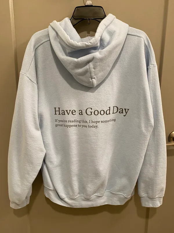 Light Blue Aesthetic Hoodie Size L - Image 2