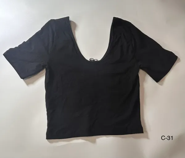 Vero Moda Womens Small Black Ruched V Neck Short Sleeve Crop Top - Image 6