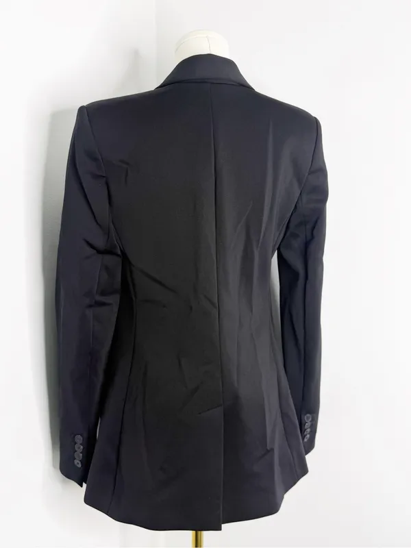Express Black Double Knit Blazer Small Double Breasted Career Jacket - Image 4