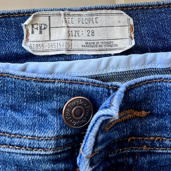 Free‎ People High Rise Wide Leg Blue Denim Cotton Blend Jeans sz 28 - Image 5