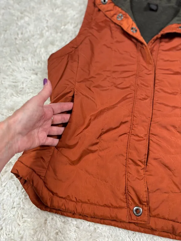 REI Women’s Small Burnt Orange Insulated Fleece Lined Snap Vest - Image 2