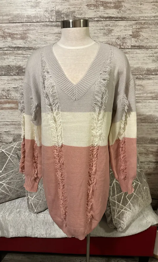 Boutique V-Neck Sweater Dress - Image 3