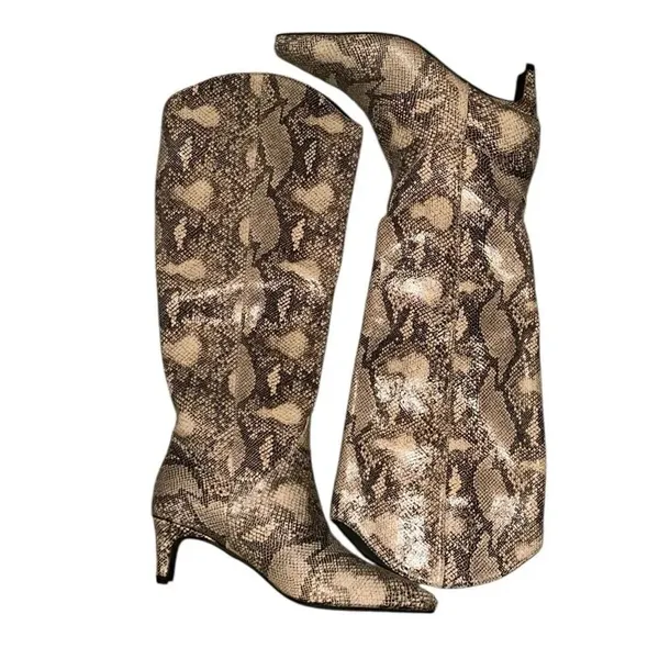 Lulus Snake Print Faux Leather Pull on Boots(Size 6) - Image 7