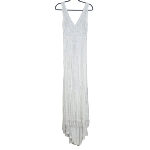 Lulus White Mermaid Beaded Wedding Dress NWT Size Small Sequined Wedding Gown - Image 3
