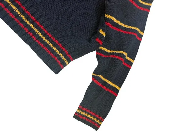 Lizwear Navy Red Gold Striped Argyle Mock Neck Sweater Colorblock Large Women's - Image 6