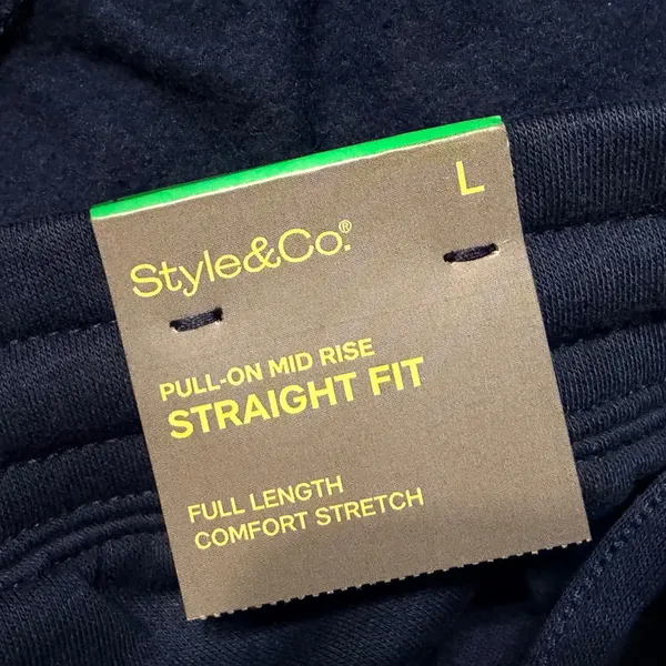 Style & Co Womens Navy Blue Straight Fit Mid Rise Fleece Sweatpants Large NWT - Image 5
